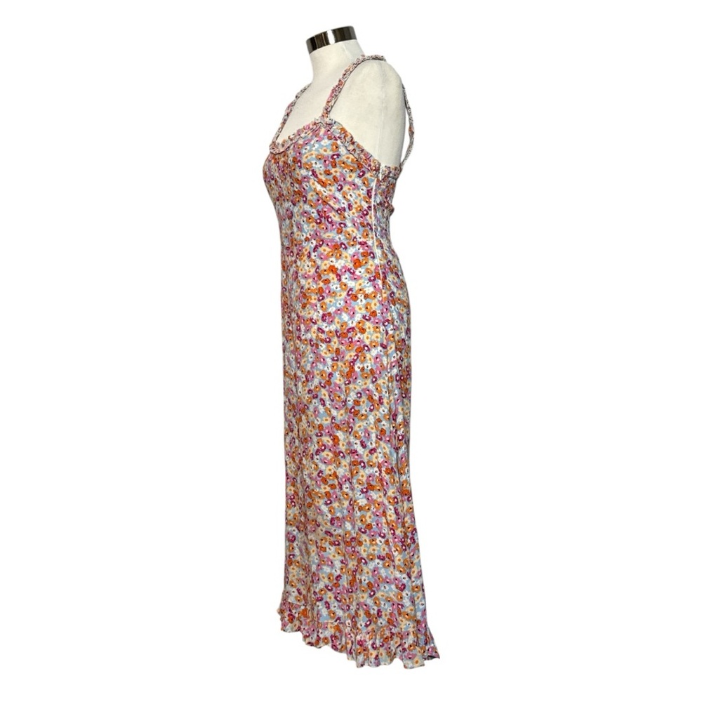 FAITHFULL THE BRAND NOEMIE MIDI DRESS IN TURNESOL FLORAL PRINT RUFFLE STRAP US 4 - Picture 7 of 14